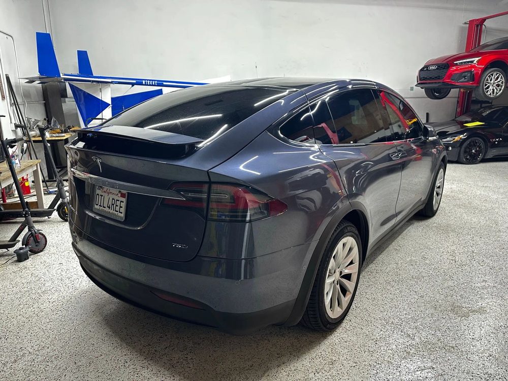 Tesla Model X rear three-quarter view